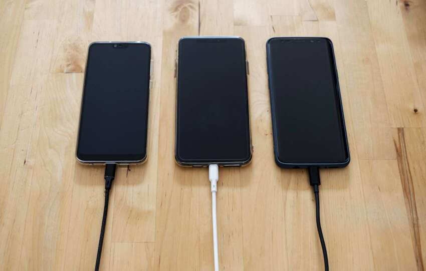 Charging phone on the table